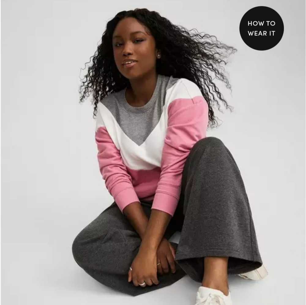 Torid Relaxed Fit Super Soft Fleece Chevron Colorblock Sweatshirt Wild Rose Chev
